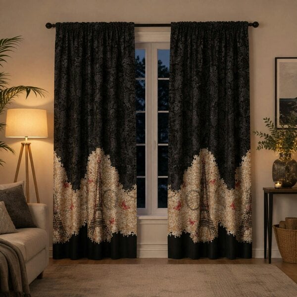 Smart Living Oooh La La Curtain - Black - 66"x72"