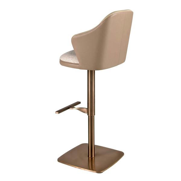 Angel Cerdá Swivel Stool in Cream Marbled Fabric and Brown Leatherette 4232