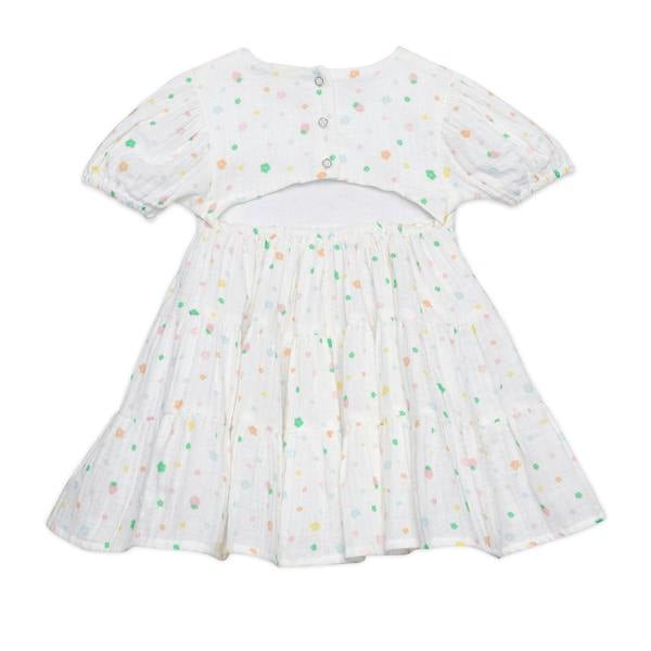 Mini Cuddles Baby Girls Floral Print Dress, White