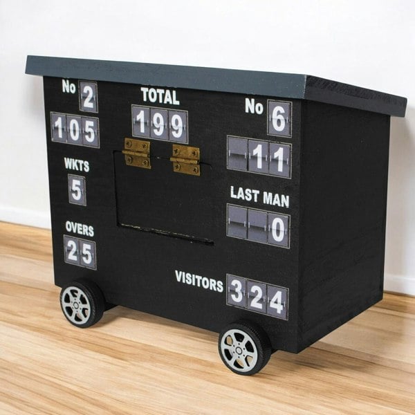 OLIPHANT Cricket Scoreboard Desk Tidy | Authentically Designed | Store Phones & Stationery | Personalise Scores | Grey, Wood