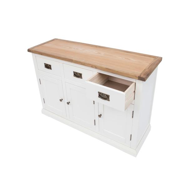 Cabinet Bits Cosenza Off White 3 Drawer 3 Door Sideboard Brass Drop Handle