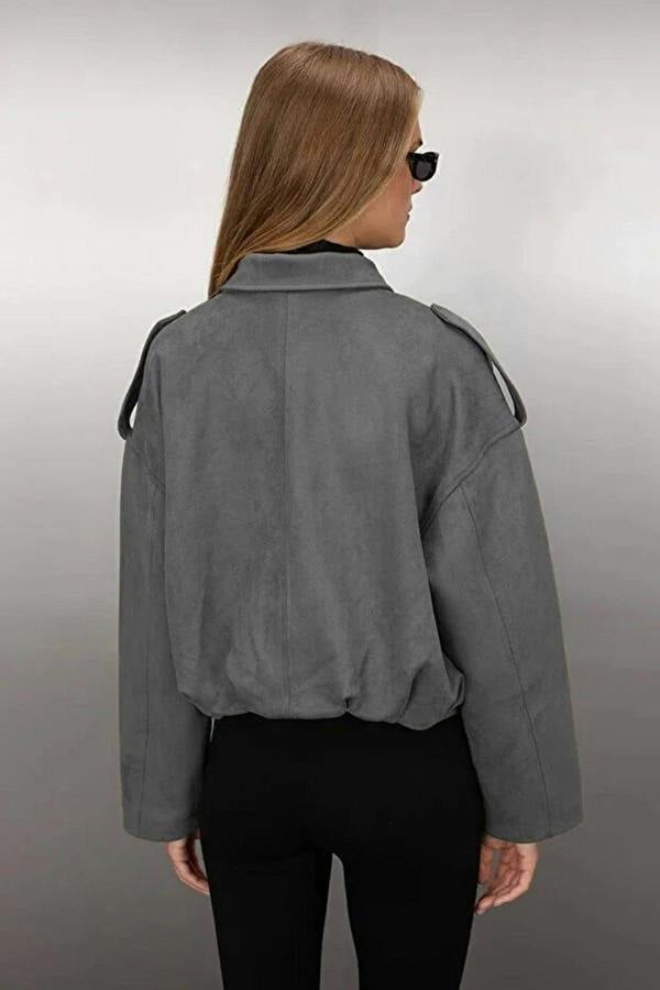 WOVCOR Oversize Fit Suede Bomber Thin Jacket