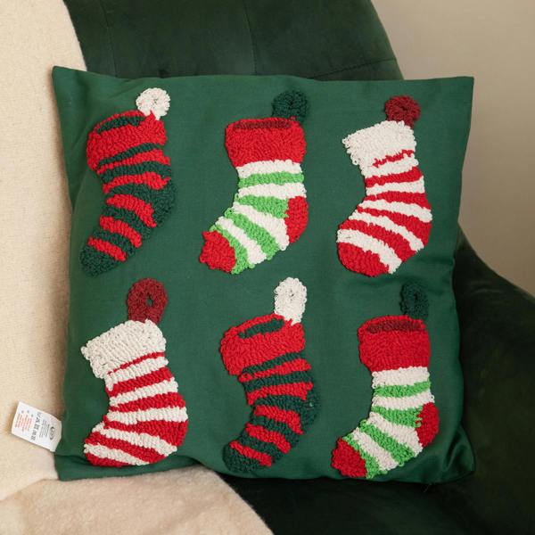 Samuel Alexander 45cm Dark Green Soft Decorative Christmas Stocking Cushion