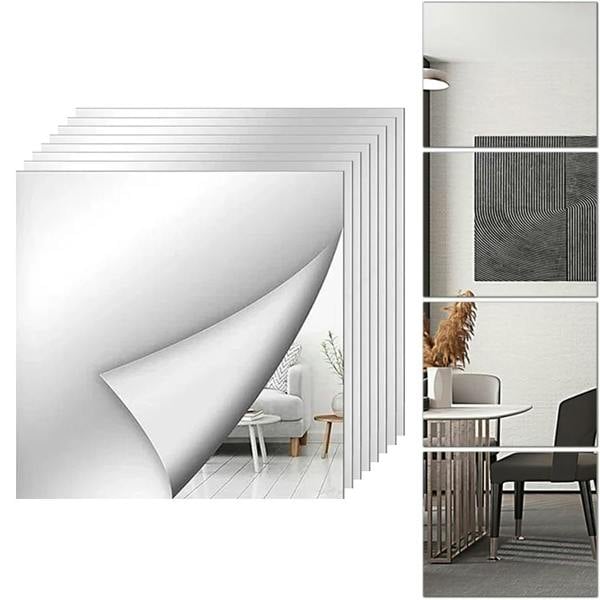 Havendro 4Pcs Square Mirror Tiles Self Adhesive Wall Stickers Home Decor