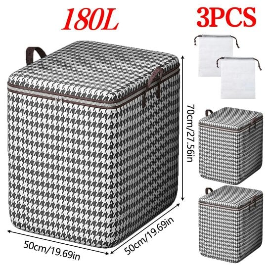 Havendro 3Pcs 180L Large Storage Bags Thickened Dustproof Clothes Quilt Organizer Box