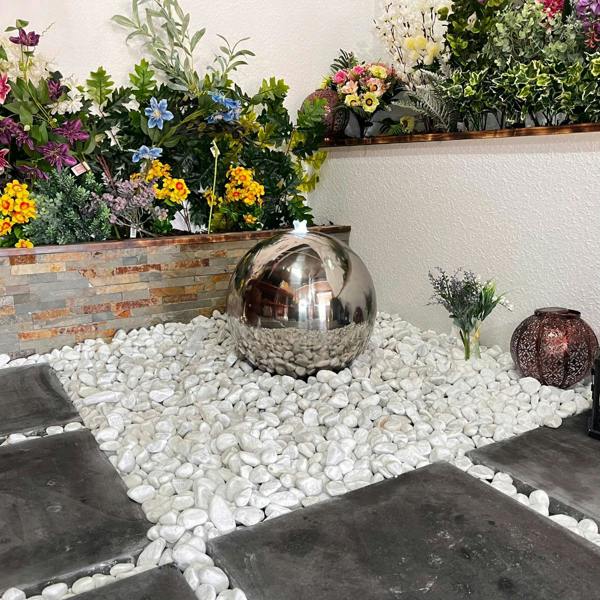 Tranquillity Water Features 20cm Stainless Steel Sphere Modern Metal Water Feature