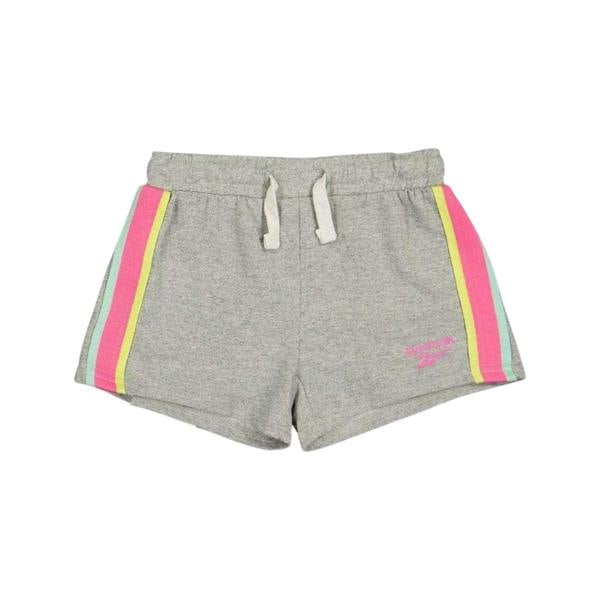 Reebok Girls Cotton Blend Side Stripe Shorts (Pack of 2) - Light Grey Heather - 