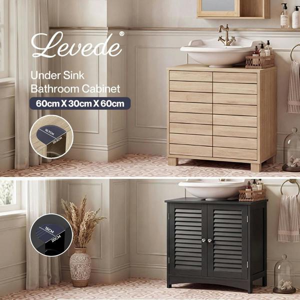 Levede Bathroom Under Sink Cabinet Basin Storage Cupboard 2 Door Vanity Unit