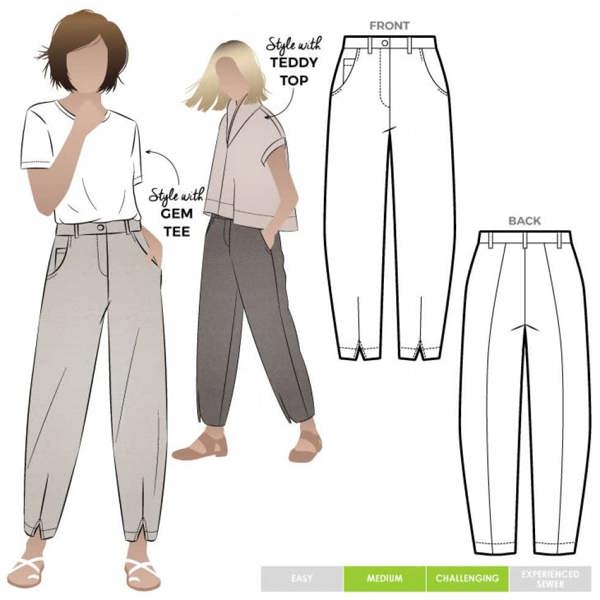 Style Arc Sewing Pattern Kew Pants - Trousers for Women - Advanced