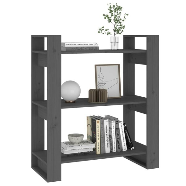 Berkfield Book Cabinet/Room Divider Grey 80x35x91 cm Solid Wood Pine