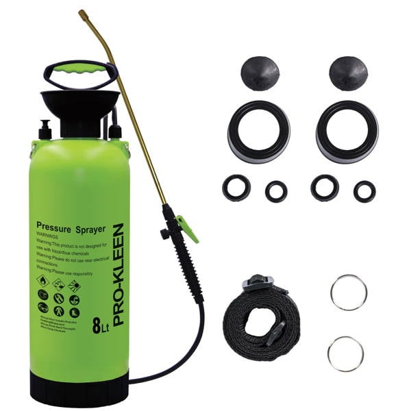 ProKleen Pro-Kleen Garden Pressure Pump Sprayer Manual Action 8L With Brass Lance and 2 x Spare Seal Kits