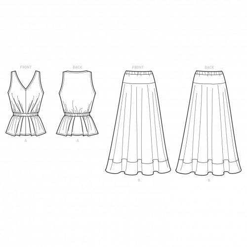 New Look Sewing Pattern 6668, Tops, Skirts for Women, A (8-10-12-14-16-18-20) - Intermediate