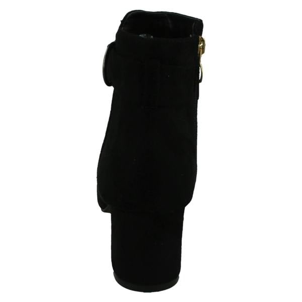 Spot On Ladies Spot On Block Heel Wide Fit Ankle Boot with Buckle and Inside Zip F51247