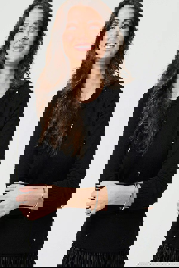 Black | Floral Gemstone Embellished Jumper
