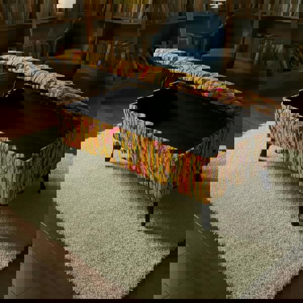 Contemporary motif rectangular ottoman with high-density foam seat