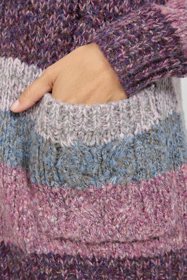 Mudflower Cable-Knit Stripe Cardigan