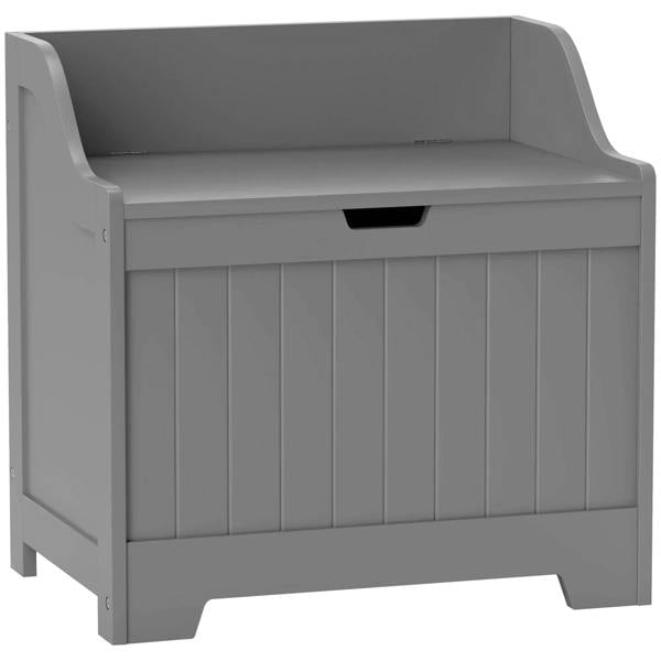 Grey home storage chest with open front compartment and recessed handle