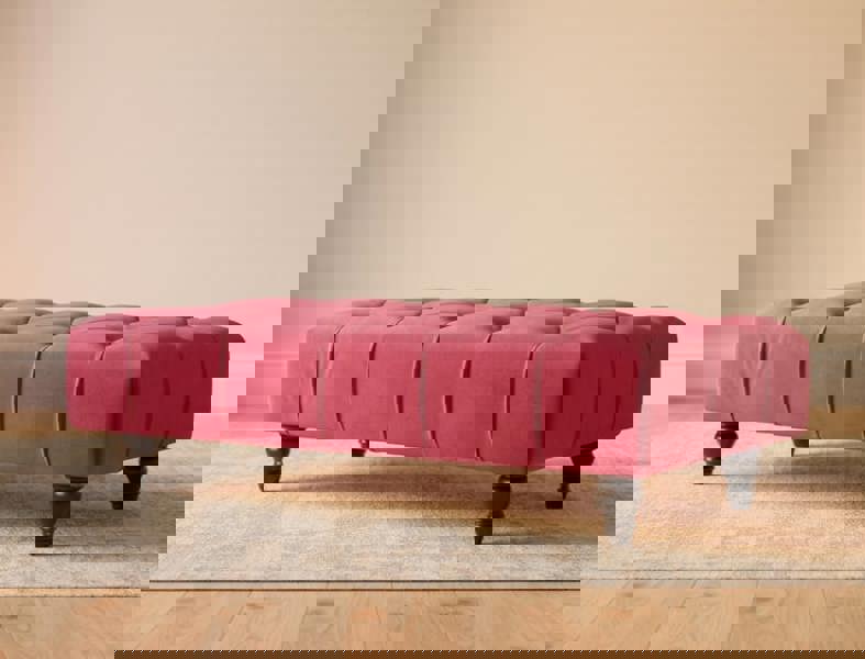 ISTOOLS Claret Chesterfield Footstool | Long Maroon Upholstered Ottoman Bench (Non-Storage)