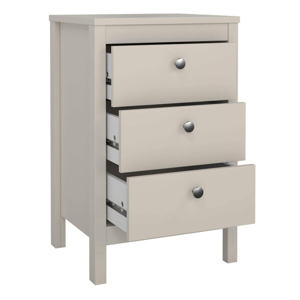 Wyld Haus Gossmere Natural Cashmere Bedside Table 3 Drawers