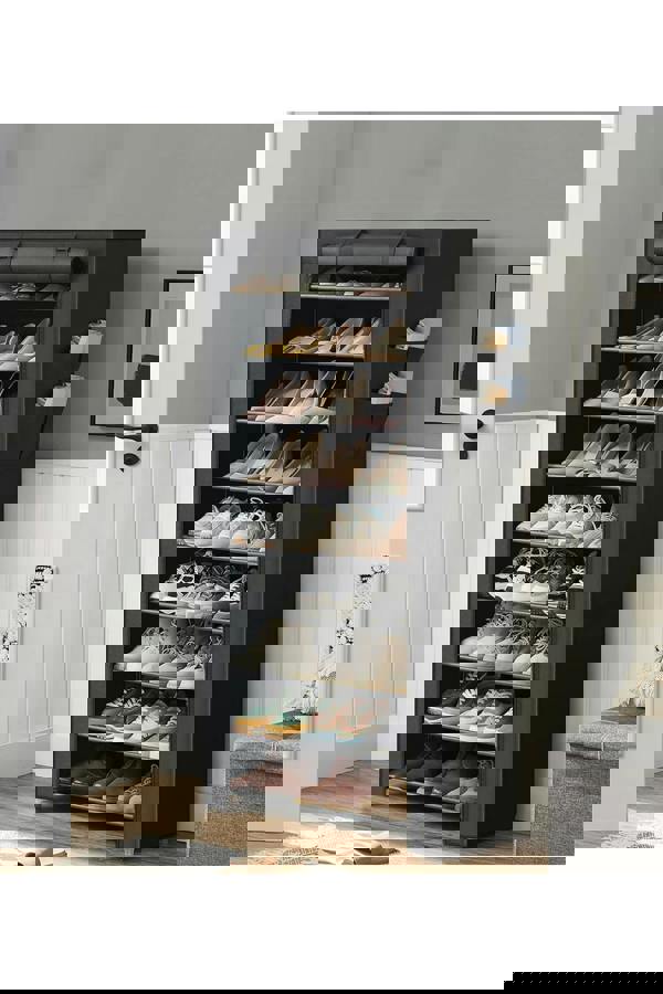 Living and Home 10 Tier Simple Dustproof Multi-Layer Fabric Storage Artifacts Shoe Rack w/ Door