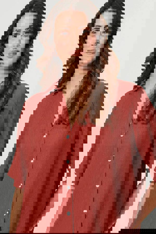 Rust | Short Sleeve Button Front Shirt