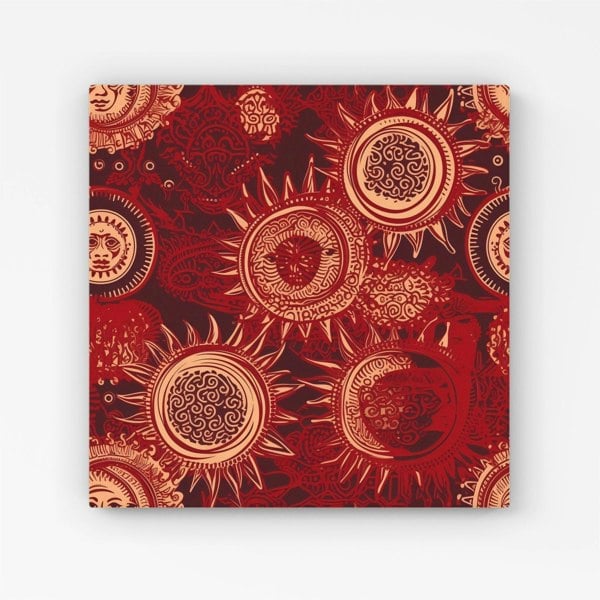 Warren Reed Abstract Red Moon and Sun Canvas