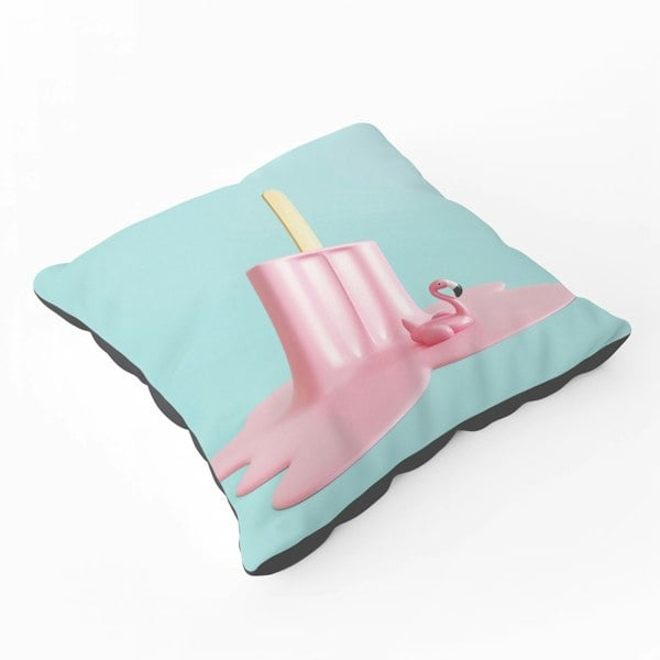 Warren Reed Flamingo Ice Cream Floor Cushion