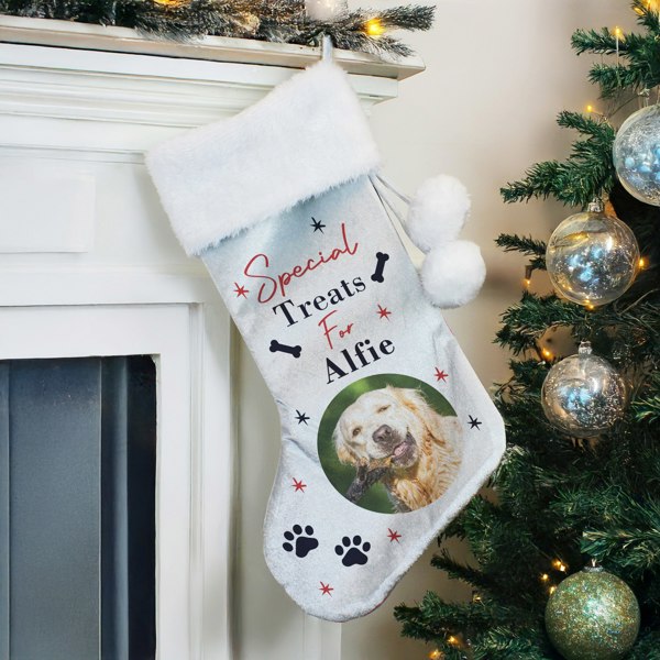 Personalised Memento Company Personalised Photo Upload Dog Christmas Stocking