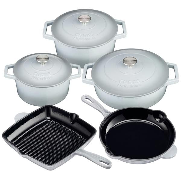 Cooks Professional Set of 5 Cast Iron | Grey