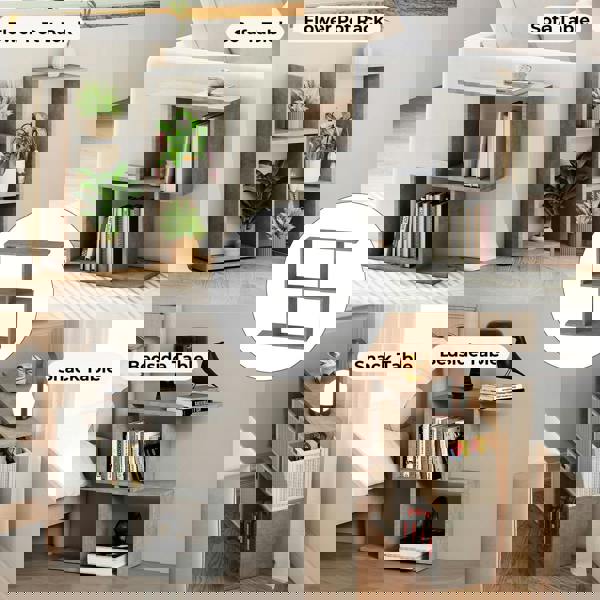 Levede Narrow Side Table Slim End Sofa Table with Living Room Storage 20cm Modern Grey