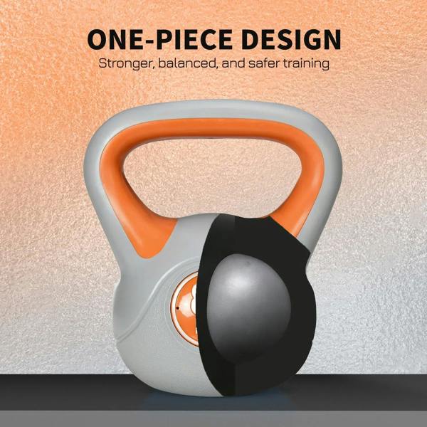 Orange-and-grey kettlebell one-piece design with orange handle