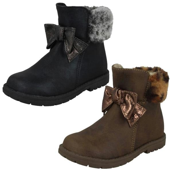 Spot On Girls Spot On Fur Collar Ankle Boots H4183