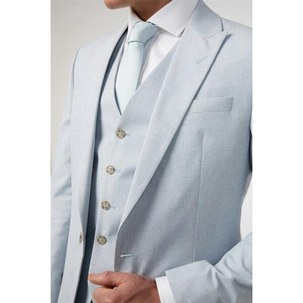 Alexandre Silver Alexandre Tailored Fit Soft Blue Linen Jacket