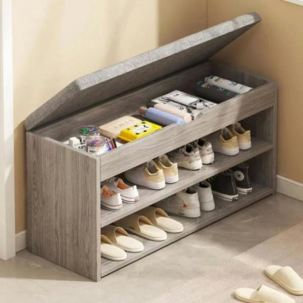 Havendro Shoe Bench with Padded Seat Cushion Wooden Shoe Storage Cabinet Organiser Rack