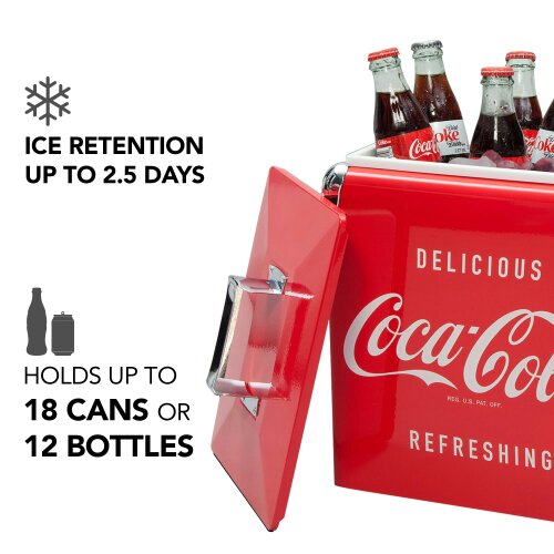 Coca-Cola 13L Portable Cool Box – Ice Chest for Camping, Road Trips & Beach Outings (Red)
