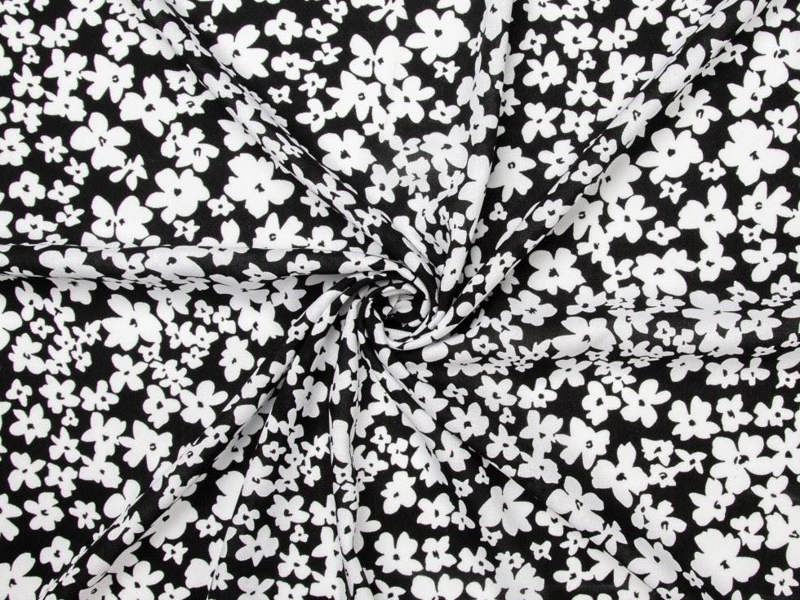 Minerva Core Range Deadstock Viscose Challis Fabric - Flowers Design Dressmaking Fabric, 140 cm / 56" Wide - per metre