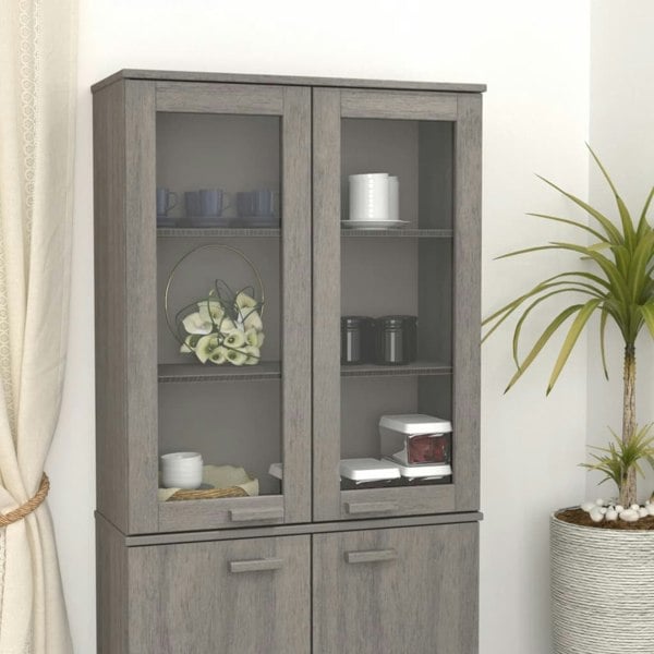 Berkfield Top for Highboard HAMAR Light Grey 85x35x100cm Solid Wood Pine