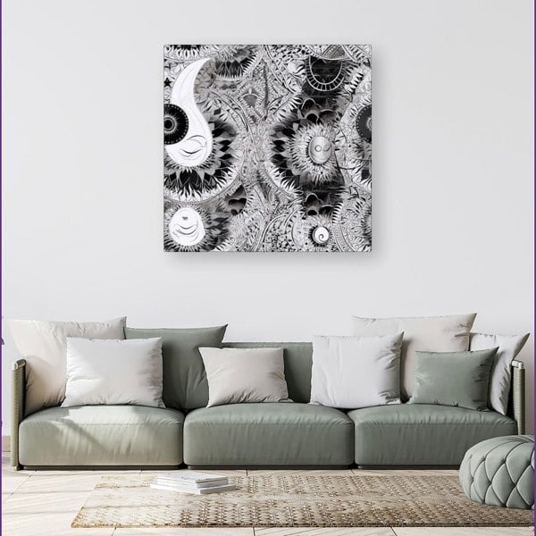 Warren Reed Abstract Moon and Sun Canvas