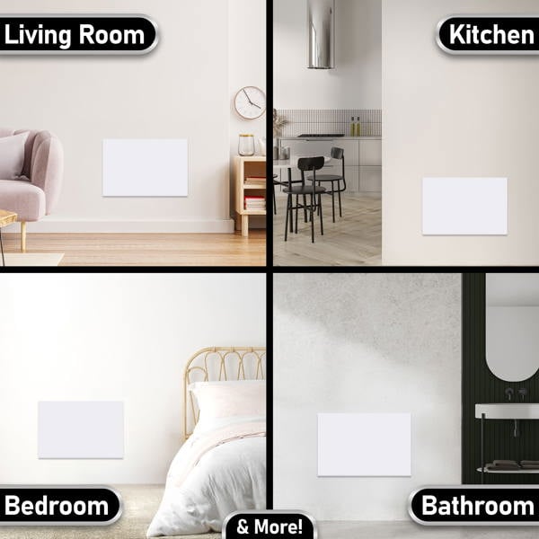 MYLEK Panel Space Heater White 1.2KW Eco, Smart and WiFi App Slimline Low Energy - Wall Mounted, Bathroom IPX4