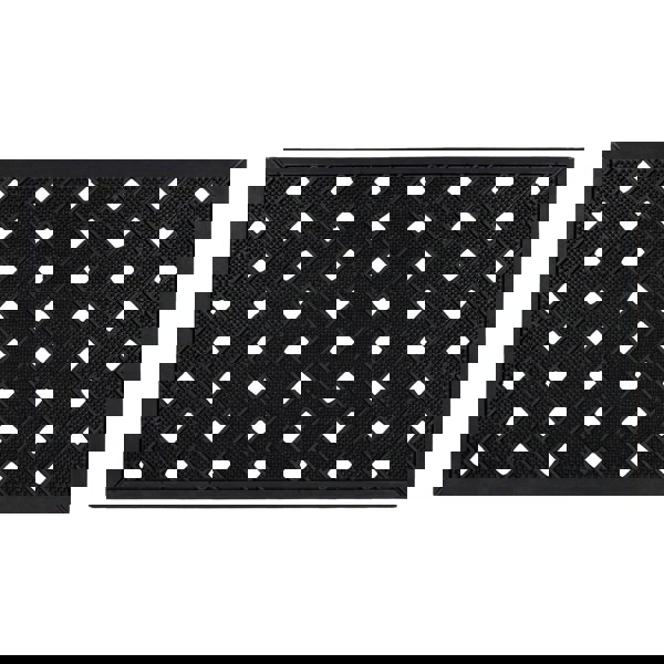 JVL Lattice Scraper Rubber Studs Doormat, 40x70cm, Black