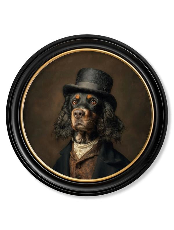 Exceptional Art Duke Gordy of Tails - Gentleman Gordon Setter Oxford round frame