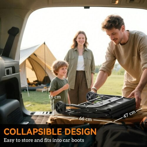 Bobobiy 62L Festival Trolley on Wheels, 120kg Heavy Duty Collapsible Folding Wagon with Adjustable Handle and Carrying Bag for Beach, Grey