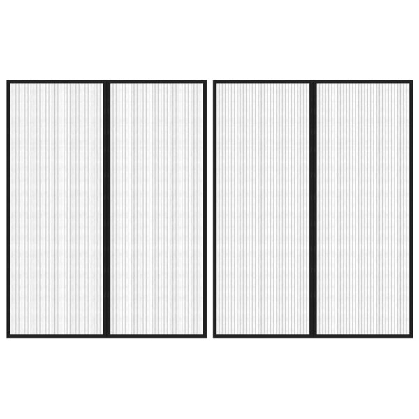 Berkfield Insect Door Curtains 2 pcs with Magnet Blocks Black 230x160 cm