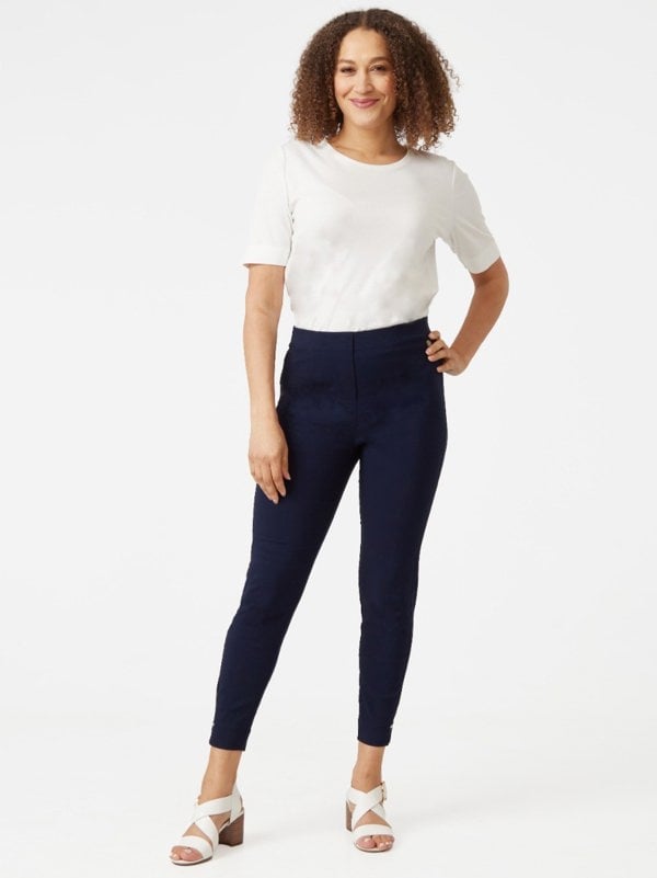 PennyPlain Ankle Grazer Bengaline Trousers - French Navy