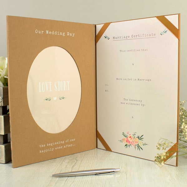 Personalised Memento Company Personalised Wedding Certificate and Photo Display Book