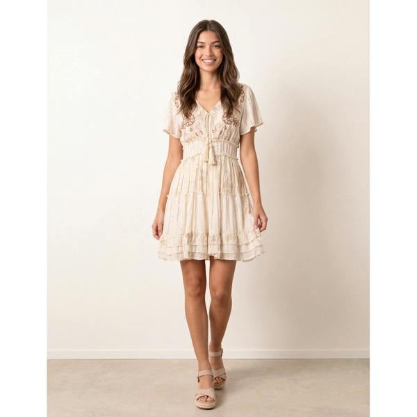 Blue Vanilla Embellished Tiered Mini Dress