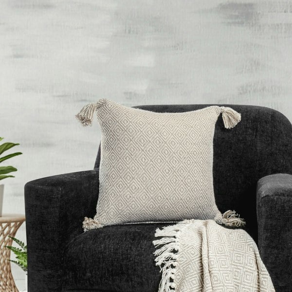 Velosso Shabby Chic Vintage Look Tassel Edge Cushion - 43cm x 43cm