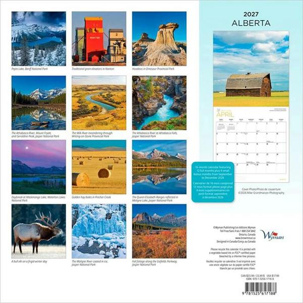 Alberta Calendar 2027, Wall Calendars, Month To View, Travel, Gift