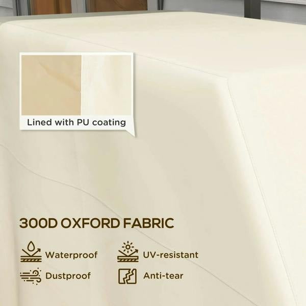 Beige PU-coated grill cover material with visible seam lines and smooth finish