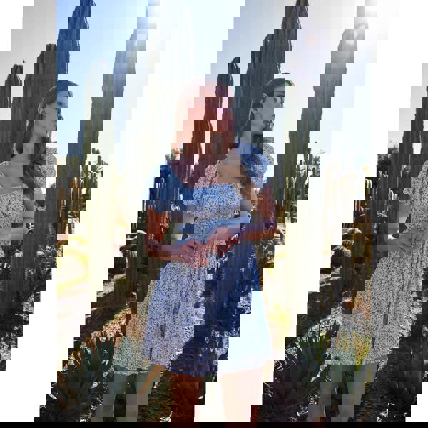 Pink Vanilla Ditsy Puff Sleeve Mini Dress With Shorts